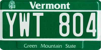 VT license plate YWT804