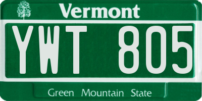 VT license plate YWT805