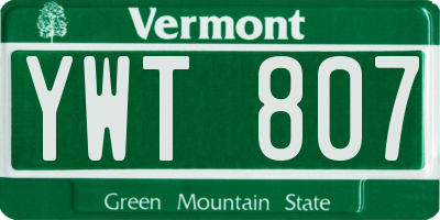 VT license plate YWT807