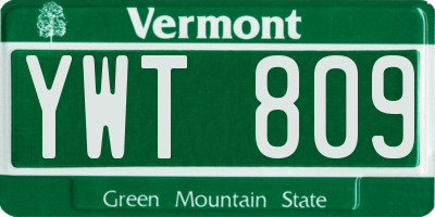 VT license plate YWT809