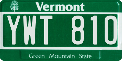 VT license plate YWT810