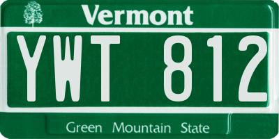 VT license plate YWT812