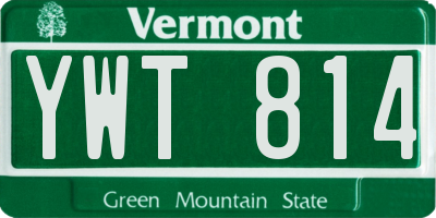 VT license plate YWT814