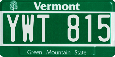 VT license plate YWT815