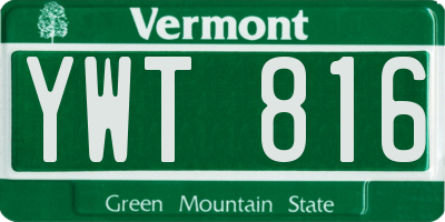VT license plate YWT816