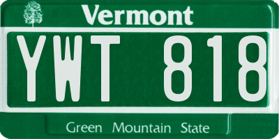 VT license plate YWT818