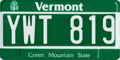 VT license plate YWT819