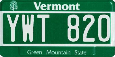 VT license plate YWT820