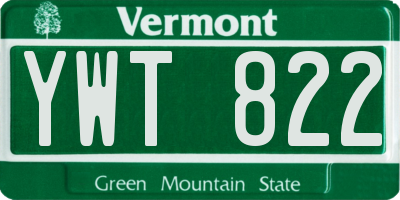 VT license plate YWT822