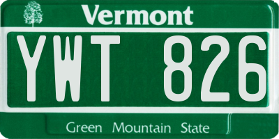 VT license plate YWT826