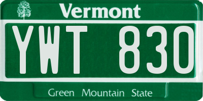 VT license plate YWT830