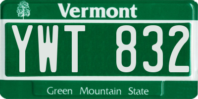 VT license plate YWT832