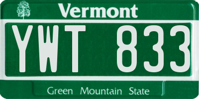 VT license plate YWT833