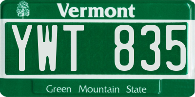 VT license plate YWT835