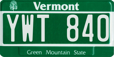 VT license plate YWT840