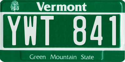 VT license plate YWT841