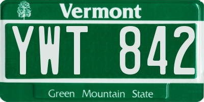 VT license plate YWT842