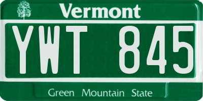 VT license plate YWT845