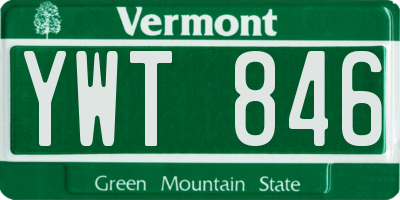 VT license plate YWT846