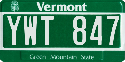 VT license plate YWT847