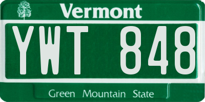 VT license plate YWT848