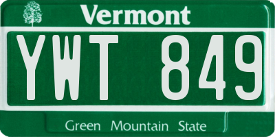 VT license plate YWT849