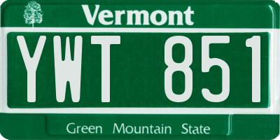 VT license plate YWT851