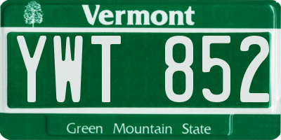 VT license plate YWT852