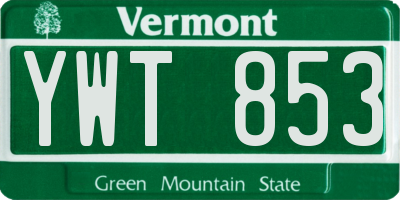 VT license plate YWT853