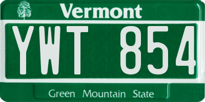 VT license plate YWT854