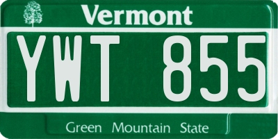 VT license plate YWT855