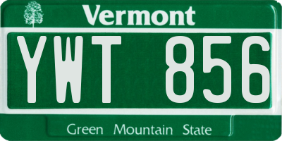 VT license plate YWT856