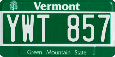 VT license plate YWT857