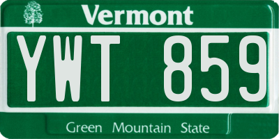 VT license plate YWT859