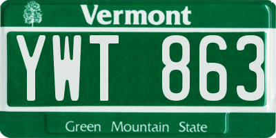 VT license plate YWT863