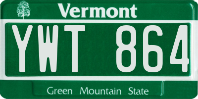 VT license plate YWT864