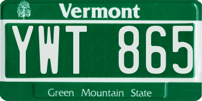VT license plate YWT865