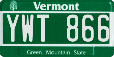 VT license plate YWT866