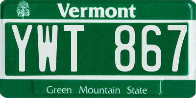 VT license plate YWT867