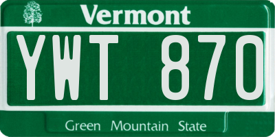 VT license plate YWT870