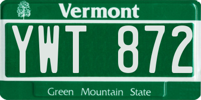 VT license plate YWT872