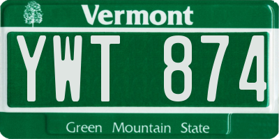 VT license plate YWT874