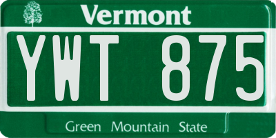VT license plate YWT875