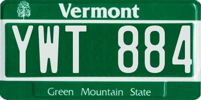 VT license plate YWT884