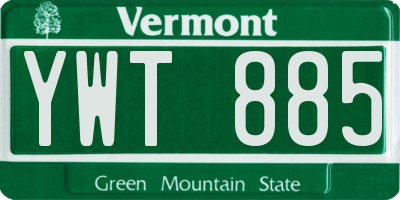 VT license plate YWT885