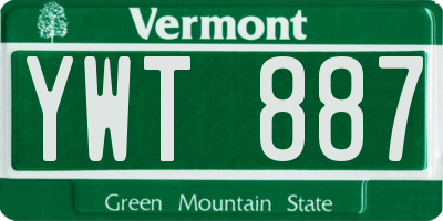 VT license plate YWT887