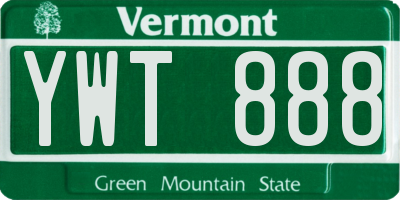 VT license plate YWT888