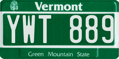 VT license plate YWT889