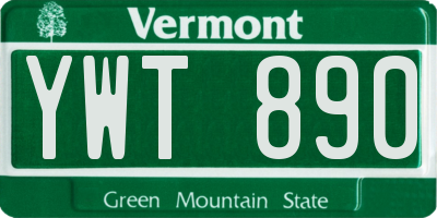 VT license plate YWT890