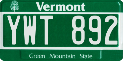 VT license plate YWT892